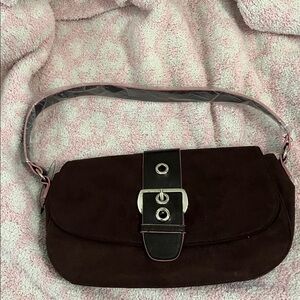 New - Realities by Liz Claiborne Dark Chocolate Faux Suede Shoulder Bag